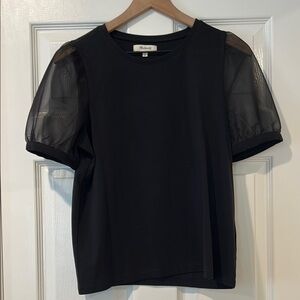 Madewell Black Boxy Sheer Blouse Short Sleeves